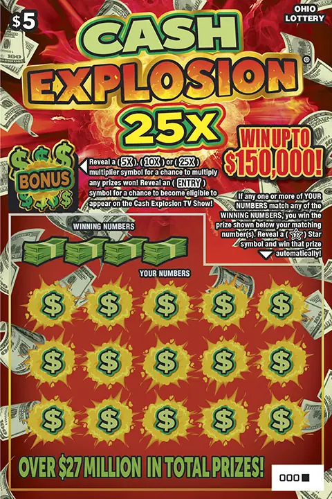 Cash Explosion 25X Ohio scratch-off ticket