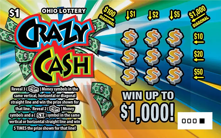Crazy Cash Ohio scratch-off ticket
