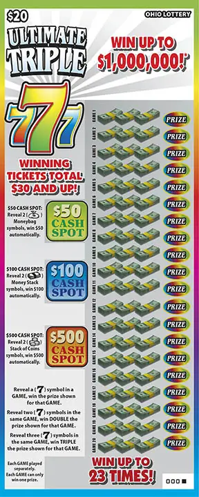 Ultimate Triple 777 Ohio scratch-off ticket