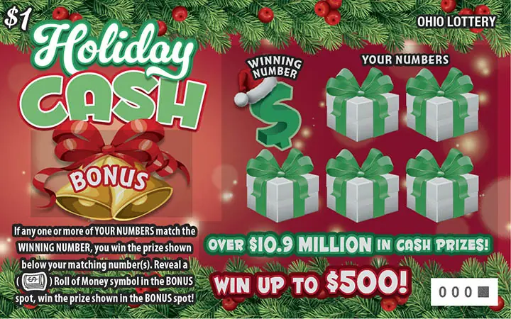 Holiday Cash Ohio scratch-off ticket