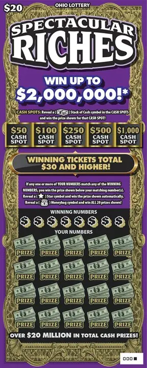 Spectacular Riches Ohio scratch-off ticket