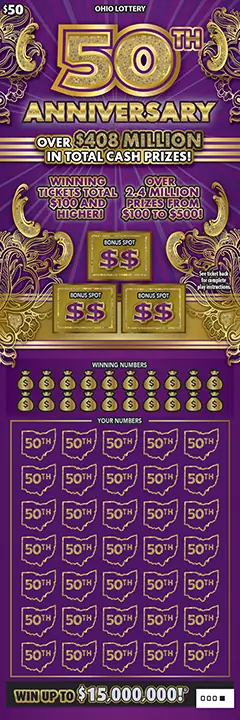 50th Anniversary Ohio scratch-off ticket