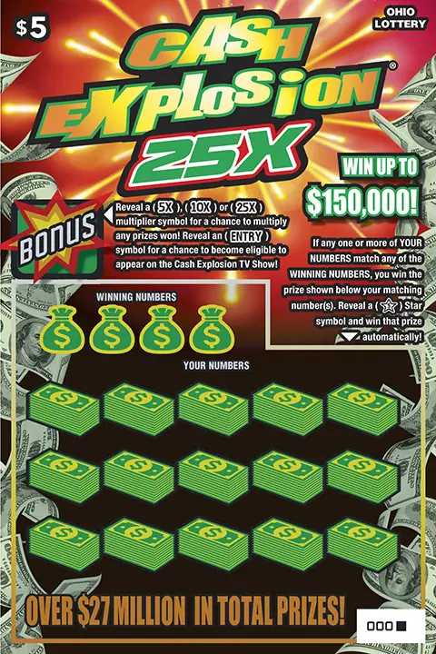 Cash Explosion 25X Ohio scratch-off ticket