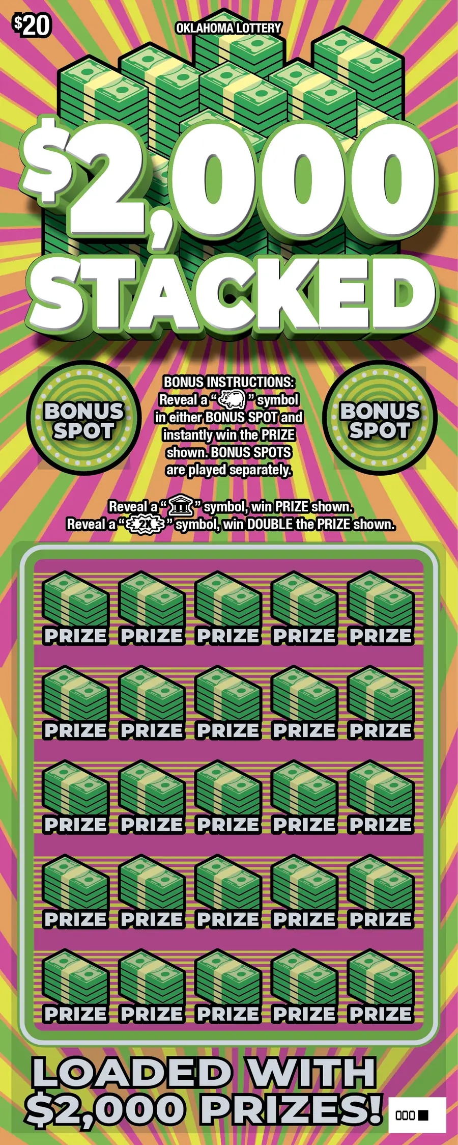 $2,000 Stacked Oklahoma scratcher ticket