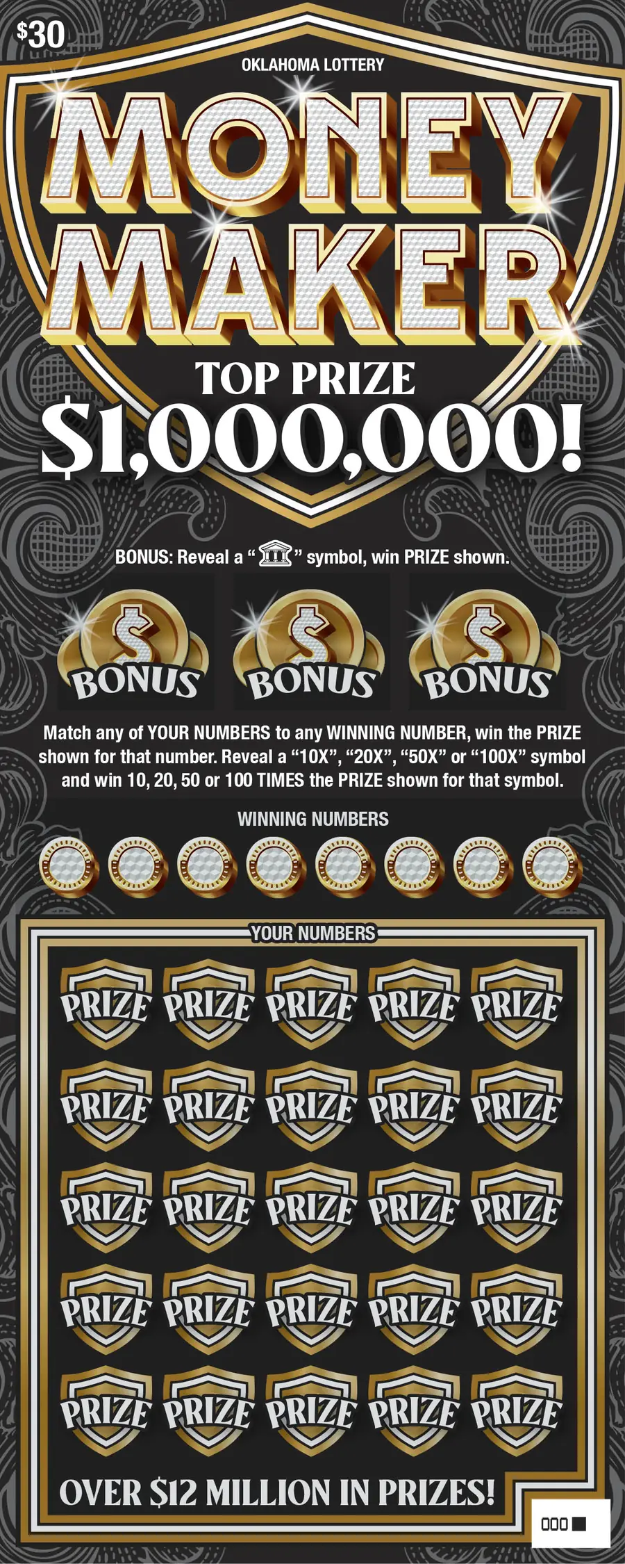 Money Maker Oklahoma scratcher ticket