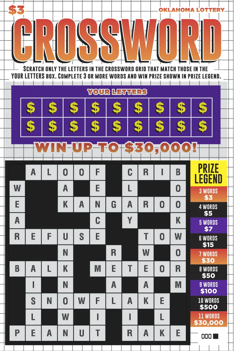 Crossword Oklahoma scratcher ticket