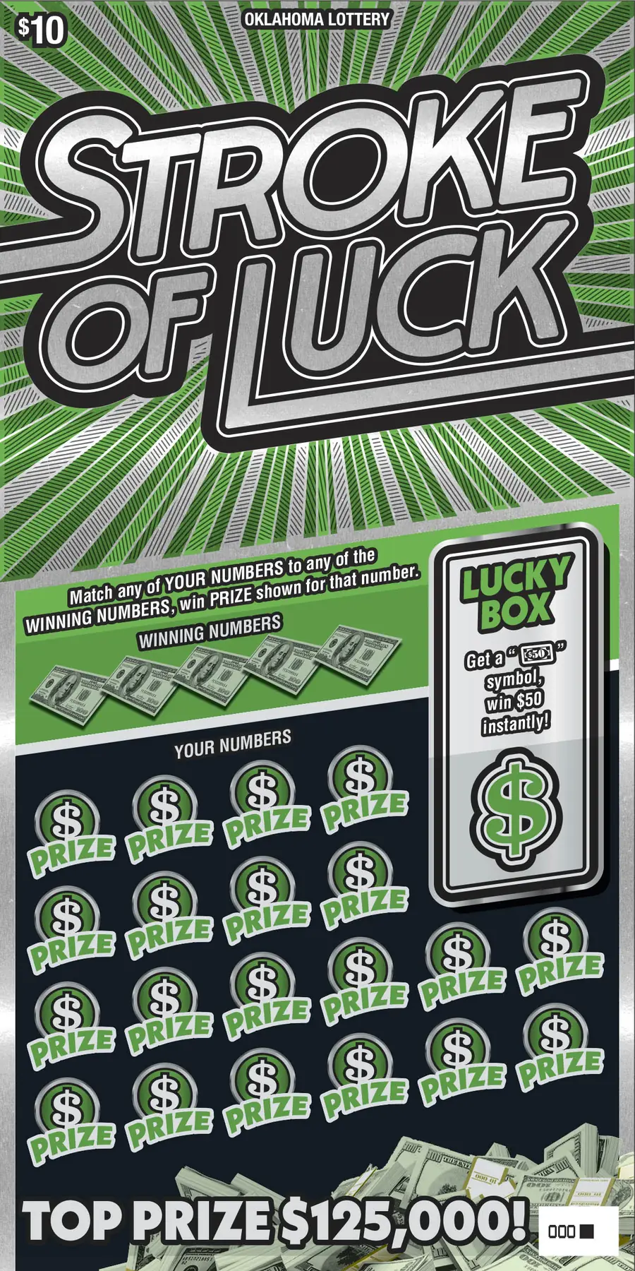 Stroke of Luck Oklahoma scratcher ticket