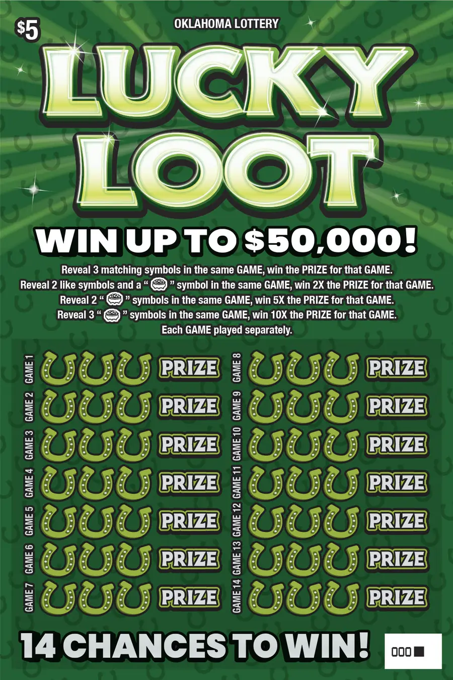 Lucky Loot Oklahoma scratcher ticket