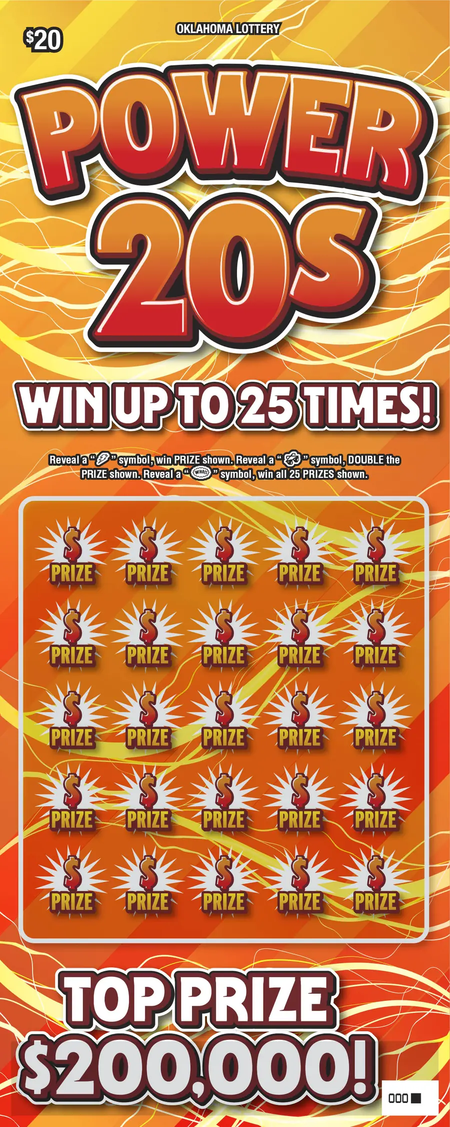 Power 20s Oklahoma scratcher ticket