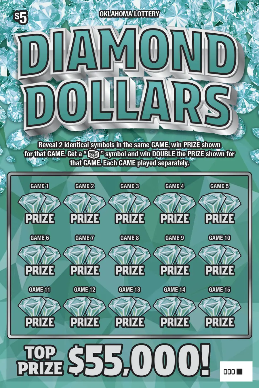 Diamond Dollars Oklahoma scratcher ticket