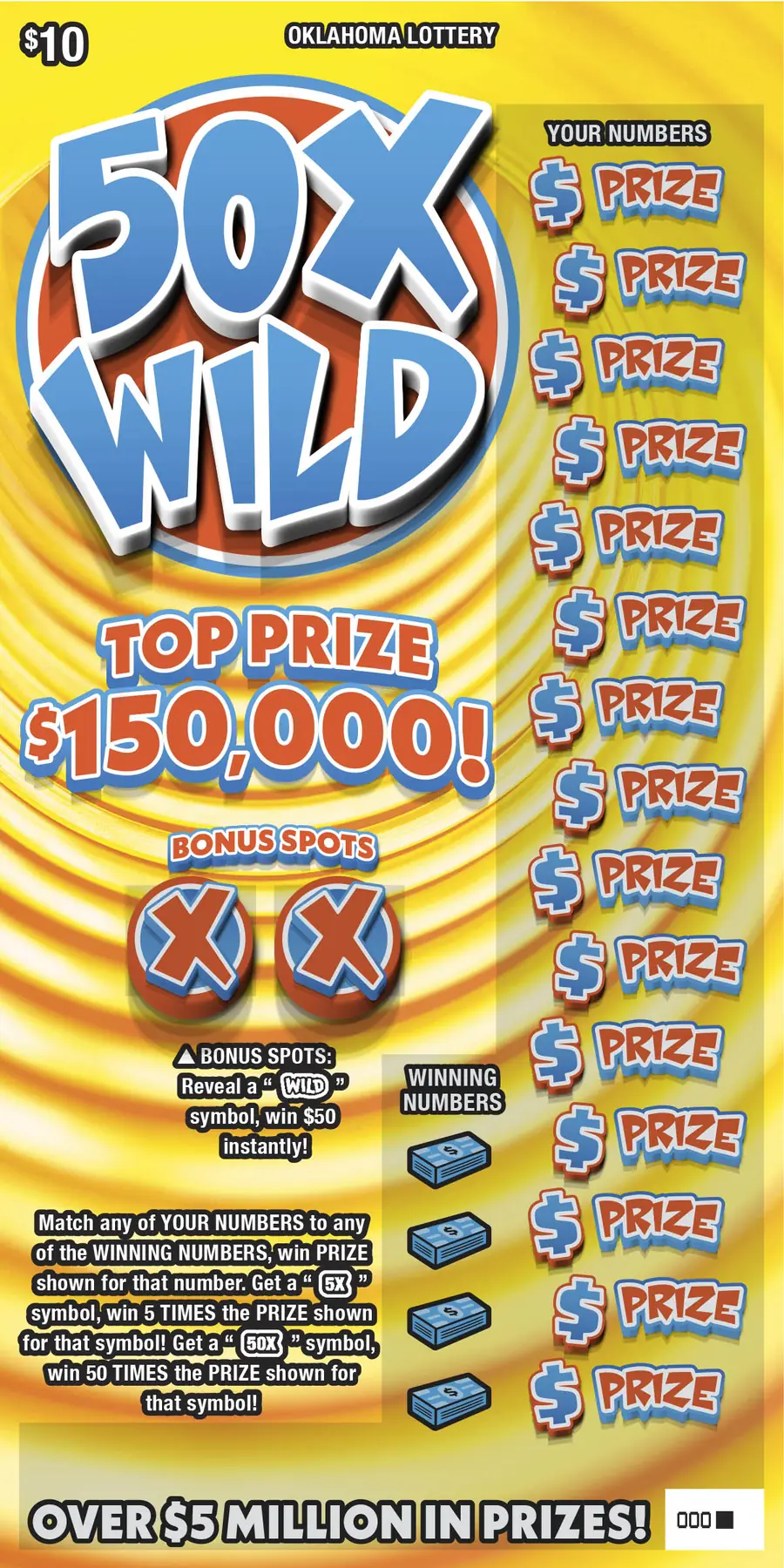 50X Wild Oklahoma scratcher ticket