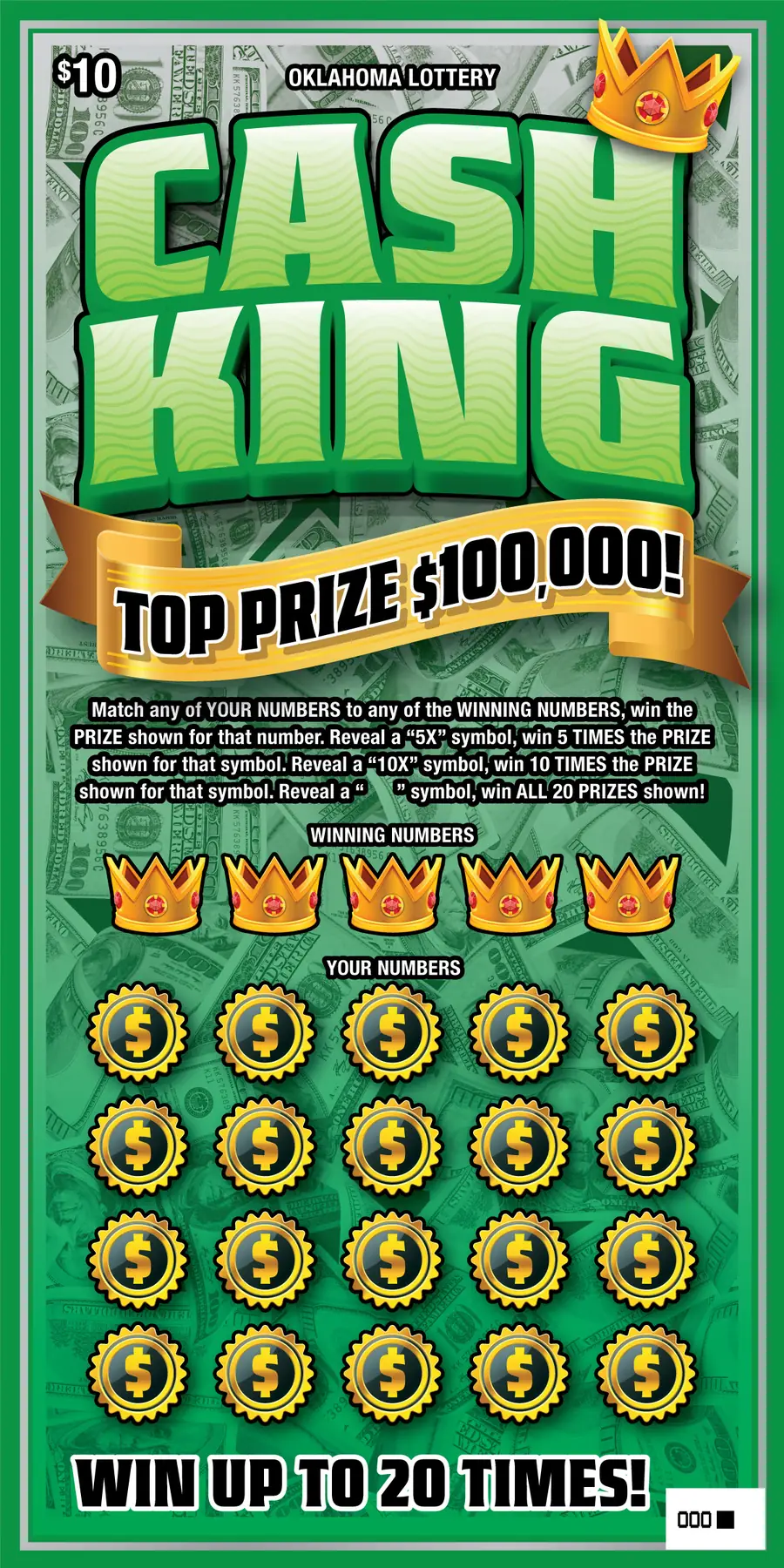 Cash King Oklahoma scratcher ticket
