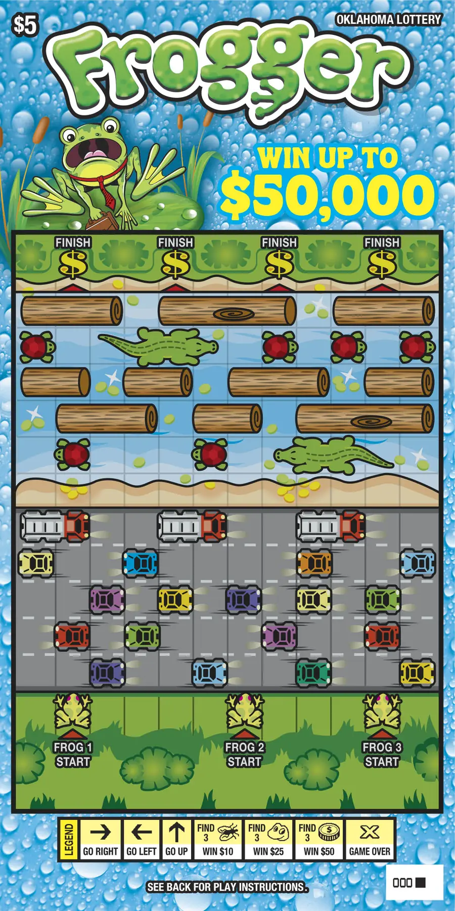 Frogger Oklahoma scratcher ticket