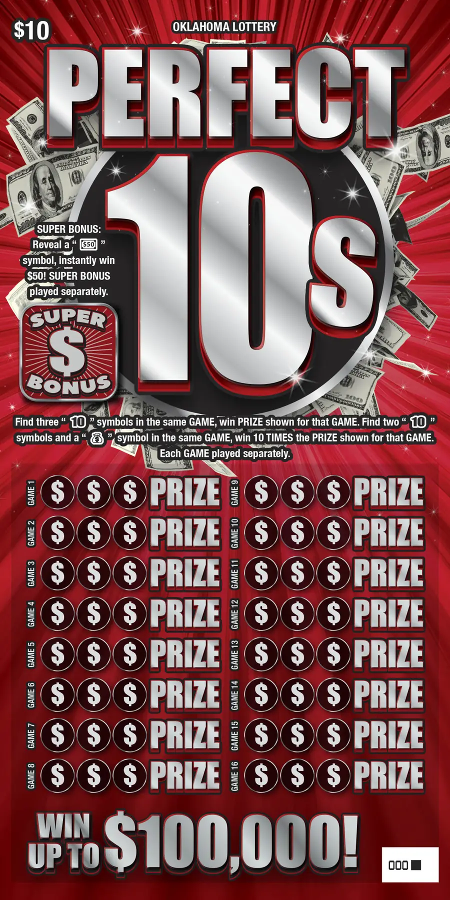 Perfect 10s Oklahoma scratcher ticket