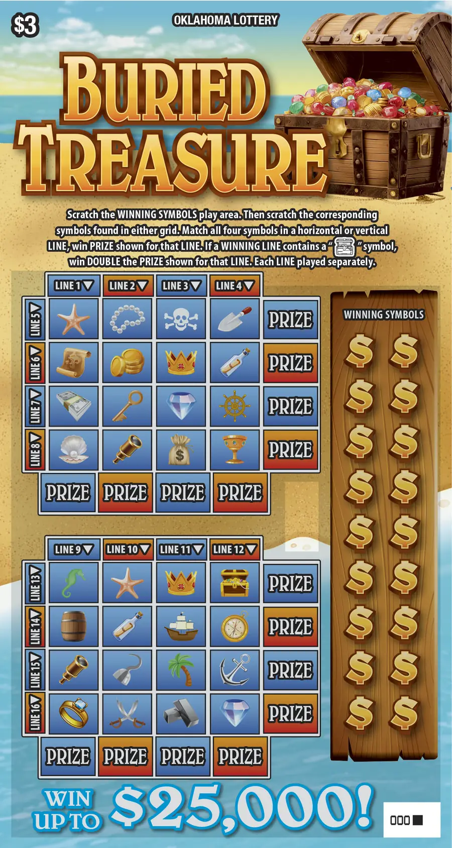 Buried Treasure Oklahoma scratcher ticket