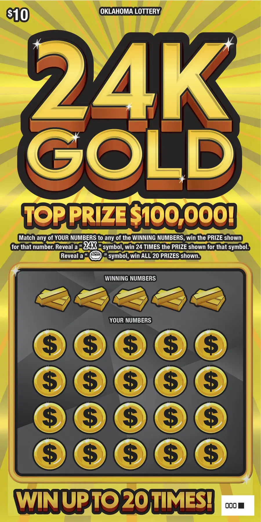24K Gold Oklahoma scratcher ticket