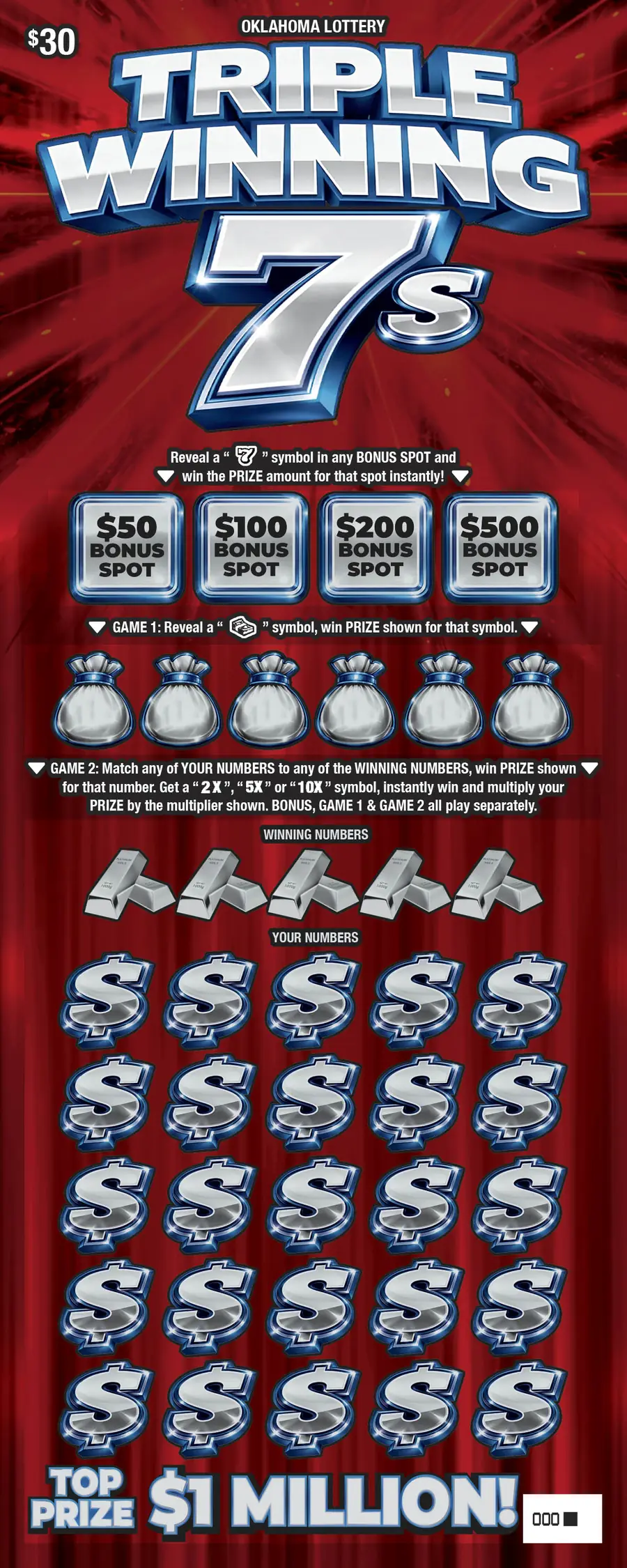 Triple Winning 7s Oklahoma scratcher ticket