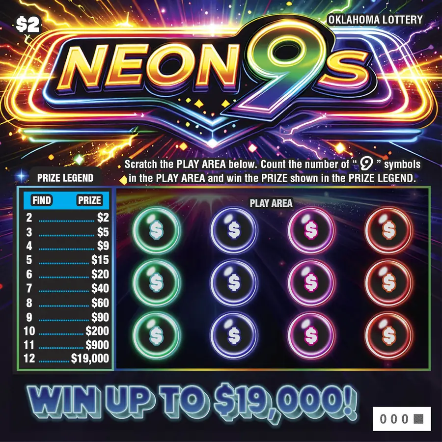 Neon 9s Oklahoma scratcher ticket