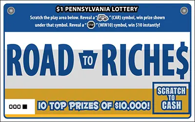 Road to Riches Pennsylvania scratch-off ticket