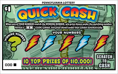Quick Cash Pennsylvania scratch-off ticket