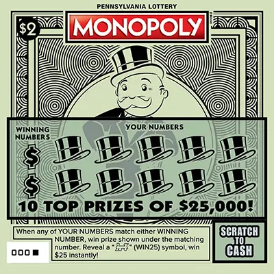 $2 MONOPOLY™ Pennsylvania scratch-off ticket