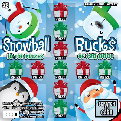Snowball Buck$ Pennsylvania scratch-off ticket