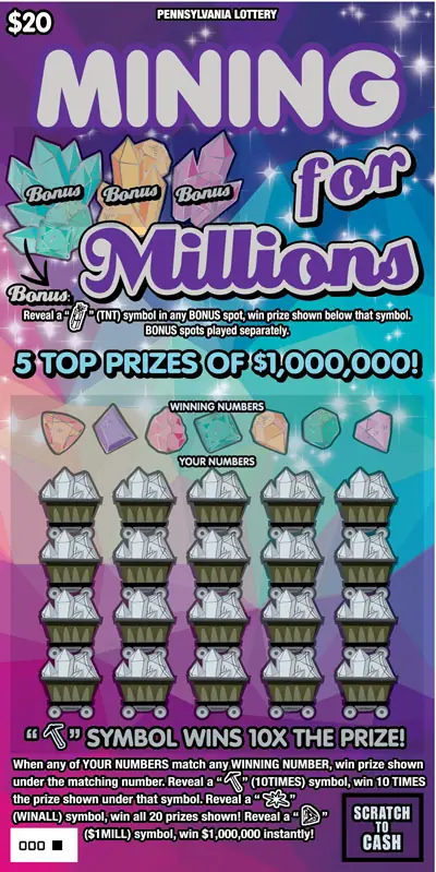 Mining for Millions Pennsylvania scratch-off ticket