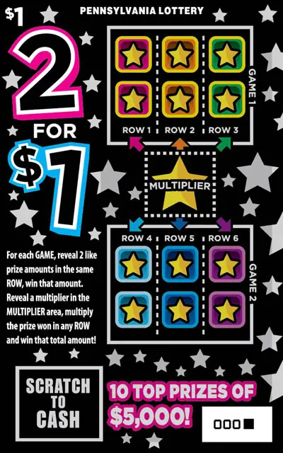 2 for $1 Pennsylvania scratch-off ticket