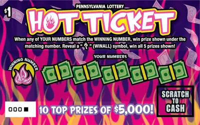Hot Ticket Pennsylvania scratch-off ticket