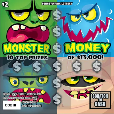 Monster Money Pennsylvania scratch-off ticket