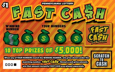 Fast Ca$h Pennsylvania scratch-off ticket