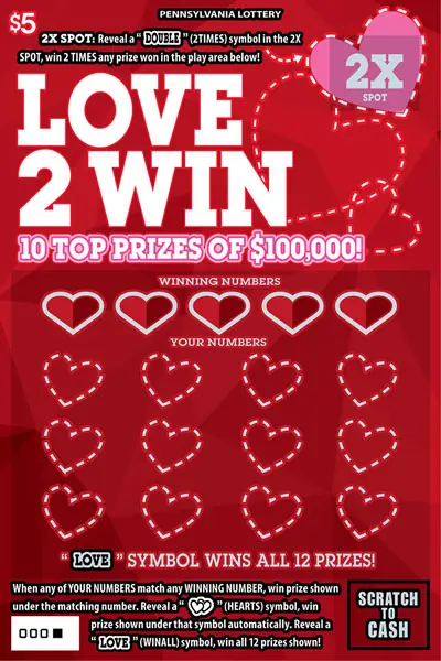 Love 2 Win Pennsylvania scratch-off ticket