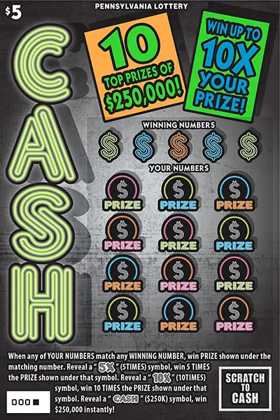 Cash Pennsylvania scratch-off ticket