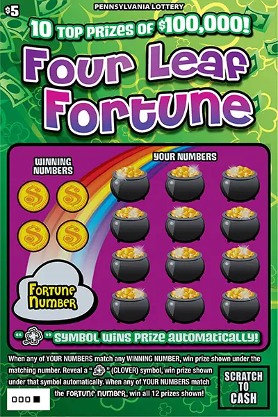 Four Leaf Fortune Pennsylvania scratch-off ticket