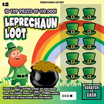 Leprechaun Loot Pennsylvania scratch-off ticket