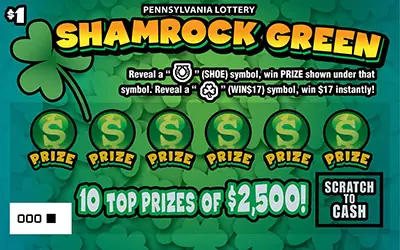Shamrock Green Pennsylvania scratch-off ticket