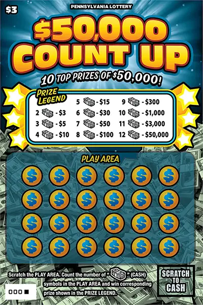 $50,000 Count Up Pennsylvania scratch-off ticket