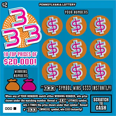 333 Pennsylvania scratch-off ticket