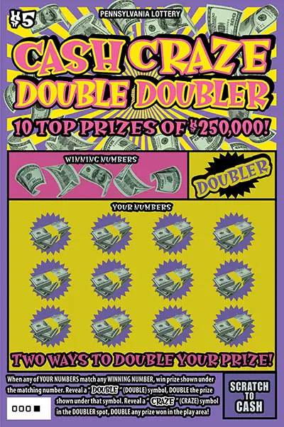 Cash Craze Double Doubler Pennsylvania scratch-off ticket