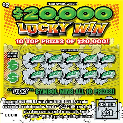 $20,000 Lucky Win Pennsylvania scratch-off ticket