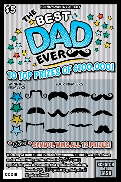 The Best Dad Ever Pennsylvania scratch-off ticket