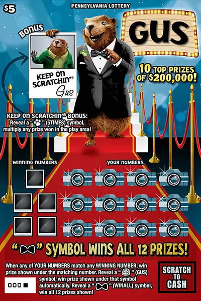 Gus® Pennsylvania scratch-off ticket