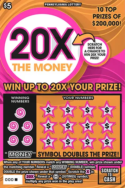 20X the Money Pennsylvania scratch-off ticket