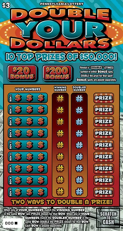 Double Your Dollars Pennsylvania scratch-off ticket