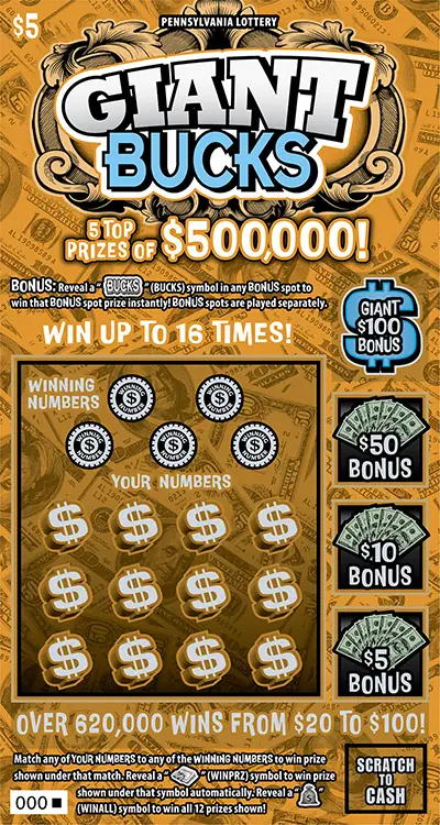 Giant Bucks Pennsylvania scratch-off ticket