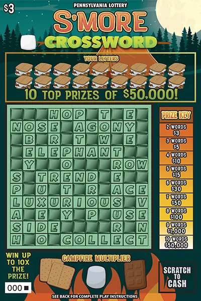 S’more Crossword Pennsylvania scratch-off ticket
