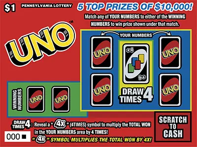 UNO Pennsylvania scratch-off ticket