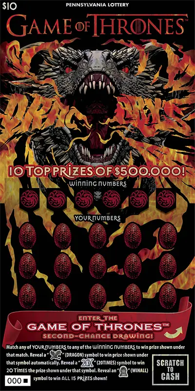 GAME OF THRONES™ Pennsylvania scratch-off ticket