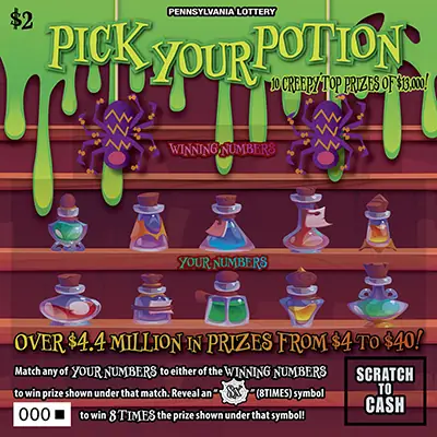 Pick Your Potion Pennsylvania scratch-off ticket