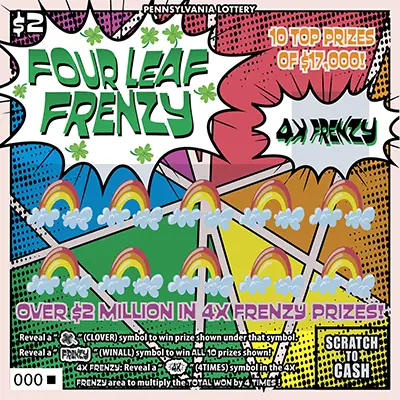 Four Leaf Frenzy Pennsylvania scratch-off ticket